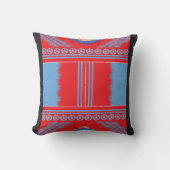 Coussin un design d'un motif rouge et bleu (Recto)