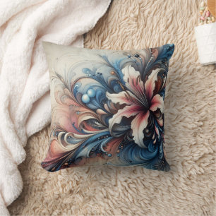 Coussin Un Design Floral Coloré Avec Des Motifs Frottant