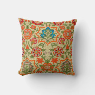 Coussin Un design floral par miroir répéter. Orange et ver