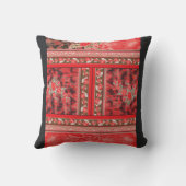 Coussin un design floral rouge et vert sur fond noir (Verso)