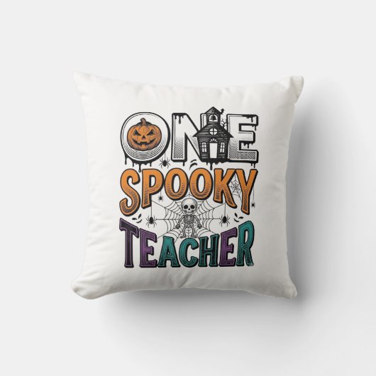 Coussin Un design vectoriel Halloween d'un professeur effr (Recto)