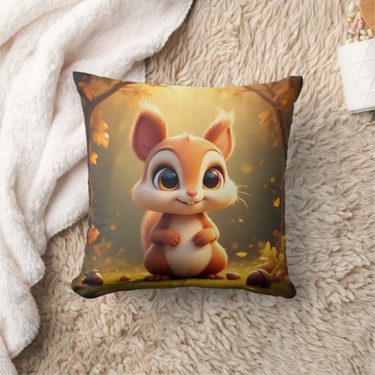 Coussin Un écureuil en caricature adorable dans une forêt (Couverture)