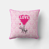 Coussin Un éléphant romantique sur un damas rose (Verso)