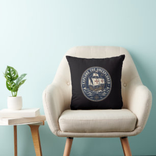 Coussin Un emblème rétro de la fête de Christophe Colomb a