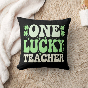 Coussin Un enseignant chanceux St patrick rétro Super ense