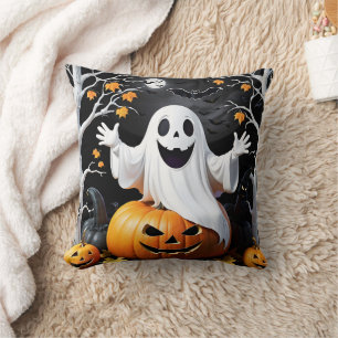 Coussin Un fantôme lunatique célèbre Halloween par un citr