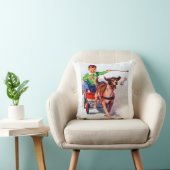 Coussin Un garçon et son chariot à chien (Chaise)