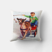 Coussin Un garçon et son chariot à chien (Verso)