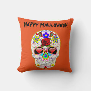 Coussin Un Halloween joyeux Halloween Floral Crâne à sucre