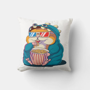 Coussin Un hamster drôle portant des lunettes mange du pop