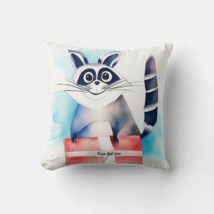 Coussin Un joli cadeau d'anniversaire au raton laveur