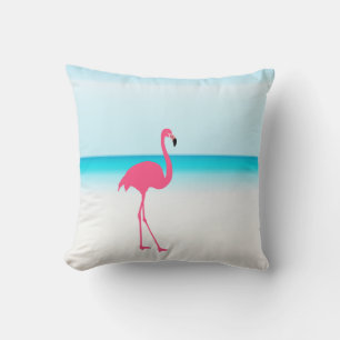 Coussin Un joli flamant rose sur la plage