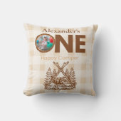 Coussin Un joyeux Camper Mountain Forest 1er anniversaire (Recto)