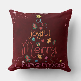 Coussin Un joyeux Noël sur fond rouge