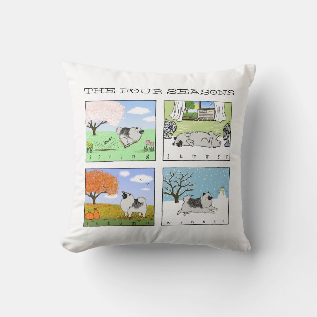 Coussin Un Keeshond aime les quatre saisons - L'art du chi (Recto)