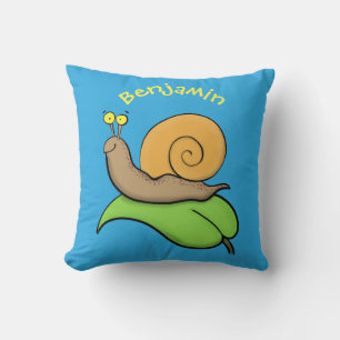 Coussin Un mignon escargot heureux sur une illustration d'