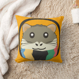 Coussin Un mignon hamster en caricature avec une écharpe m