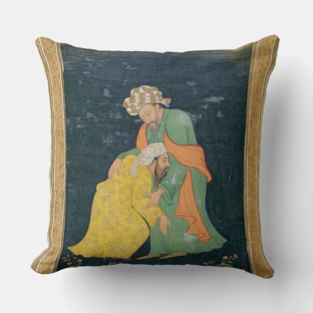 Coussin Un mollah se prosternant devant un homme dans la (Recto)