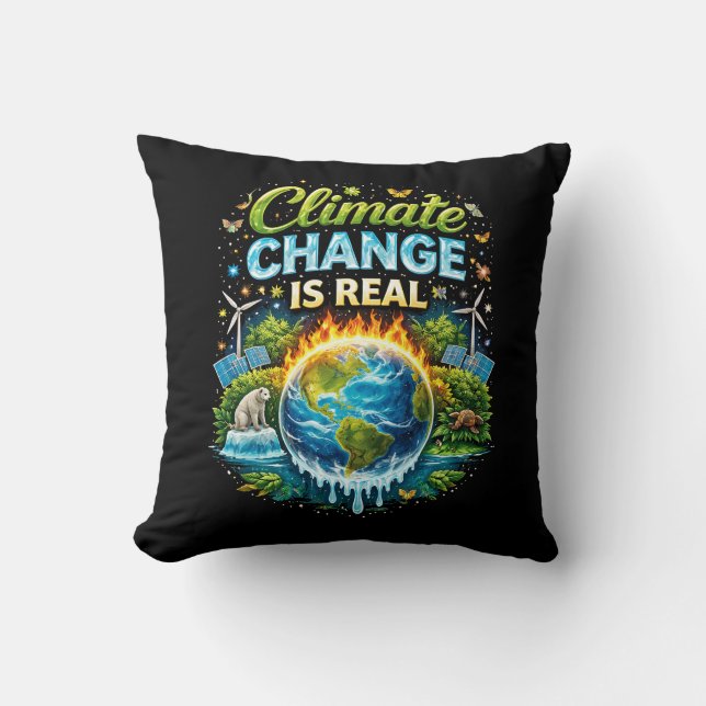Coussin Un monde qui se réchauffe (Recto)