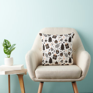 Coussin Un Motif de Noël noir et blanc