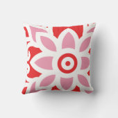 Coussin un motif rouge et blanc avec une fleur (Verso)