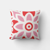 Coussin un motif rouge et blanc avec une fleur (Recto)