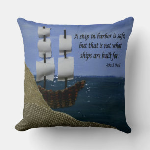 Coussin Un navire dans le port est une soumission inspiran