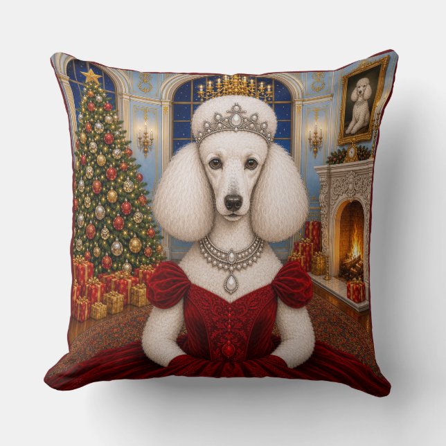 Coussin Un Noël de caniche de vacances  (Recto)