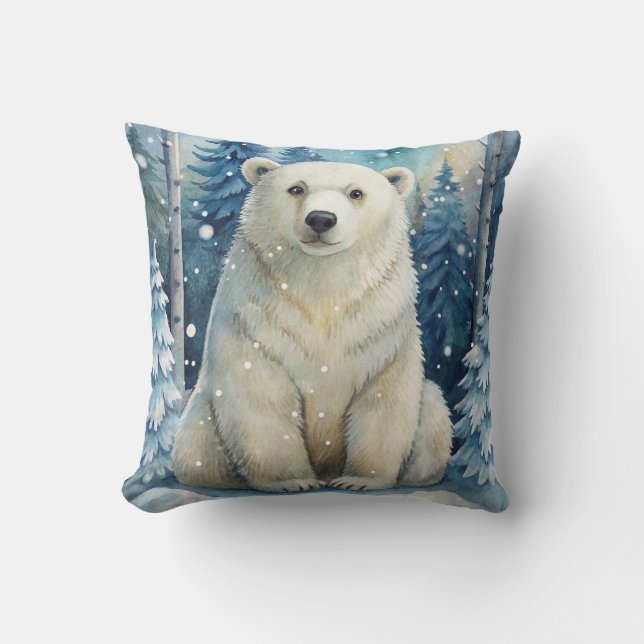 Coussin Un ours polaire en hiver (Recto)