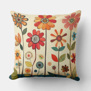 Coussin Un parterre de zinnias en terre cuite chaleureux