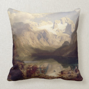 Coussin Un paysage alpin étendu de lac, 1862 (huile sur c