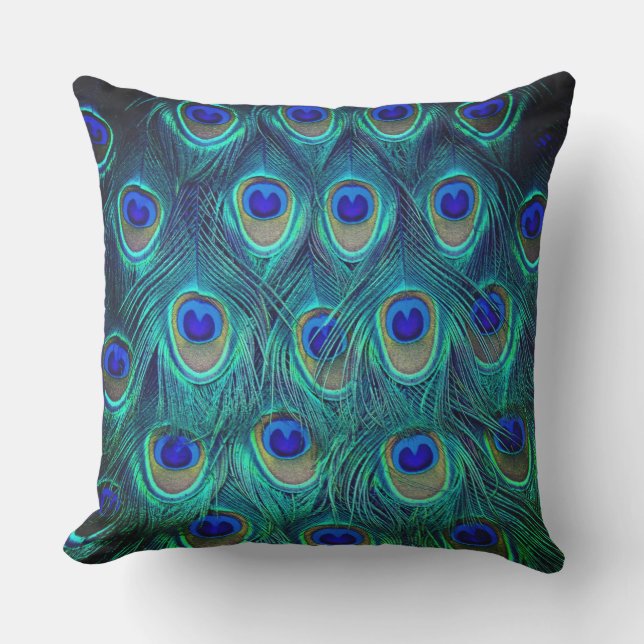 Coussin Un Peacocks Belles Plumes Ouvertes (Recto)