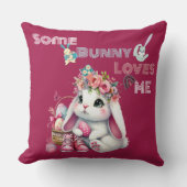 Coussin Un petit lapin m'aime Panier de printemps fantaisi (Recto)