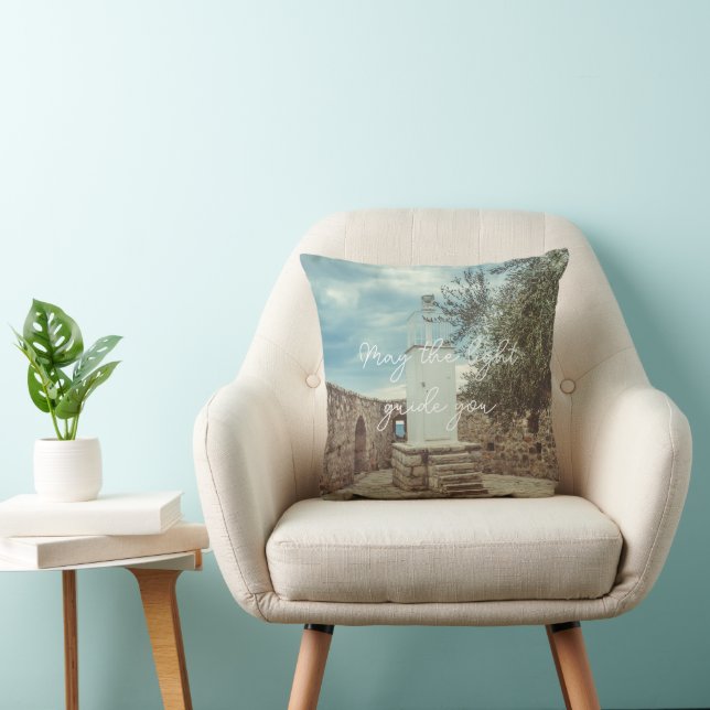 Coussin Un phare blanc et un olivier (Chaise)