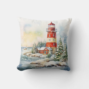 Coussin Un phare en hiver