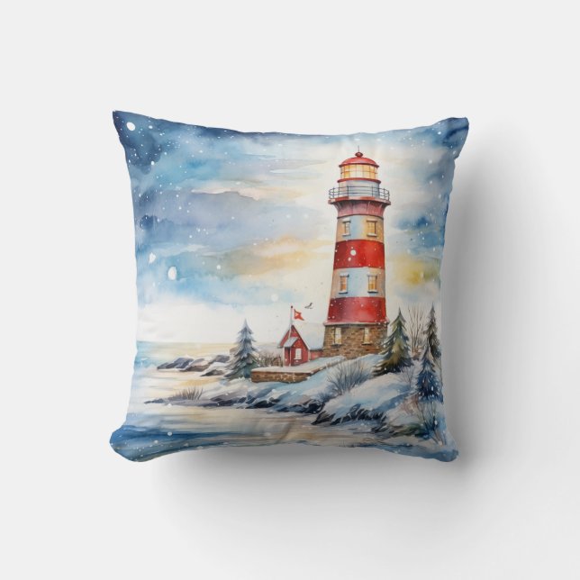 Coussin Un phare en hiver (Recto)