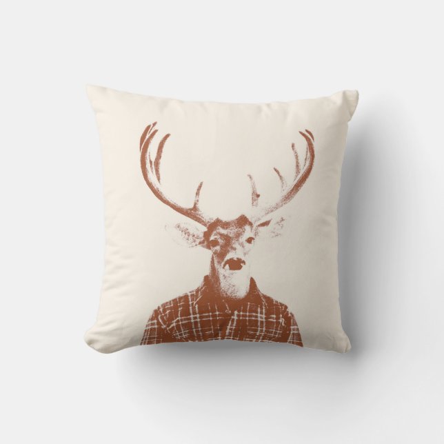 Coussin Un Rustique Buck avec des Antlers dans Burnt Orang (Recto)