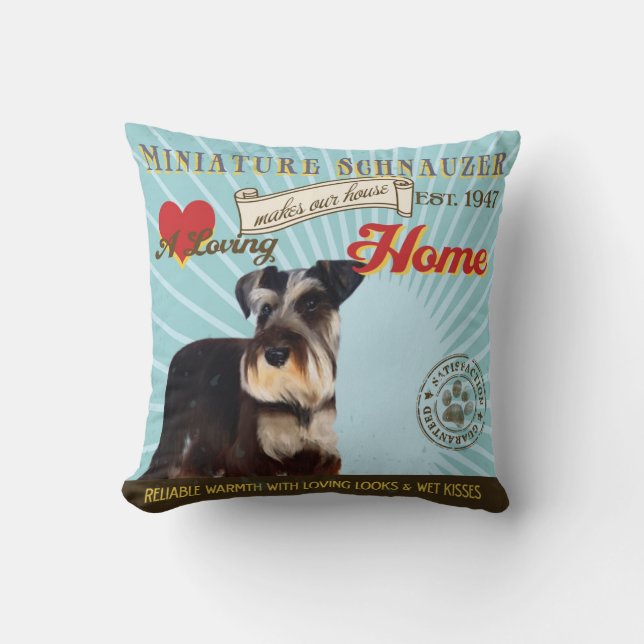 Coussin Un Schnauzer miniature affectueux fait notre (Recto)