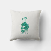 Coussin un tableau d'une fleur et d'un poisson sur un doss (Verso)