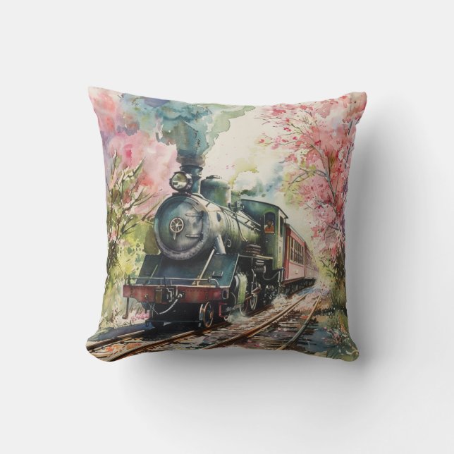 Coussin Un train au printemps (Recto)