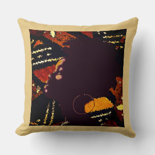 Coussin Un Vibe Naturel — Portrait Géométrique aux Tons Te
