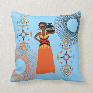 Coussin Une Africaine Portant De L'Eau À Thème