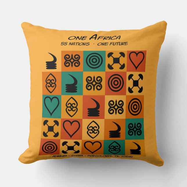 Coussin Une Afrique – Adinkra – Ghana -  (Recto)
