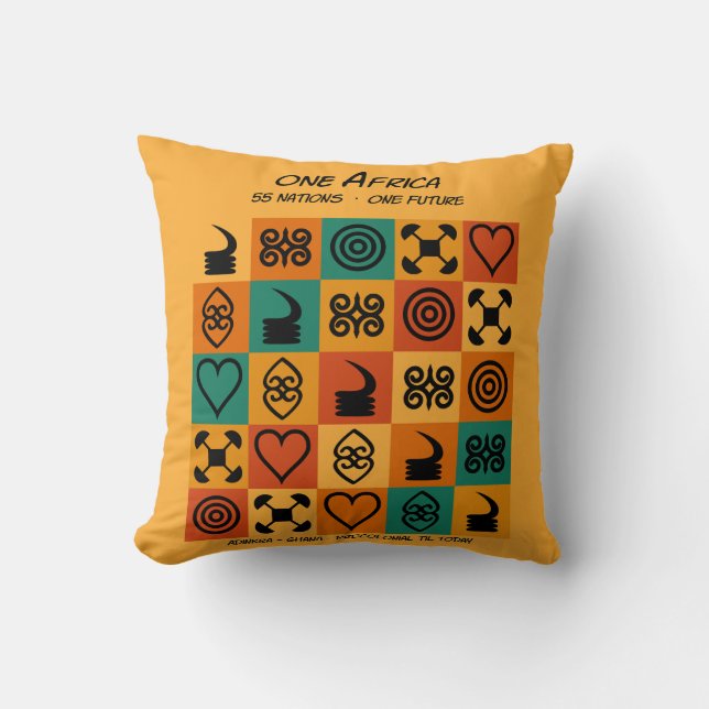 Coussin Une Afrique – Adinkra – Ghana -  (Recto)