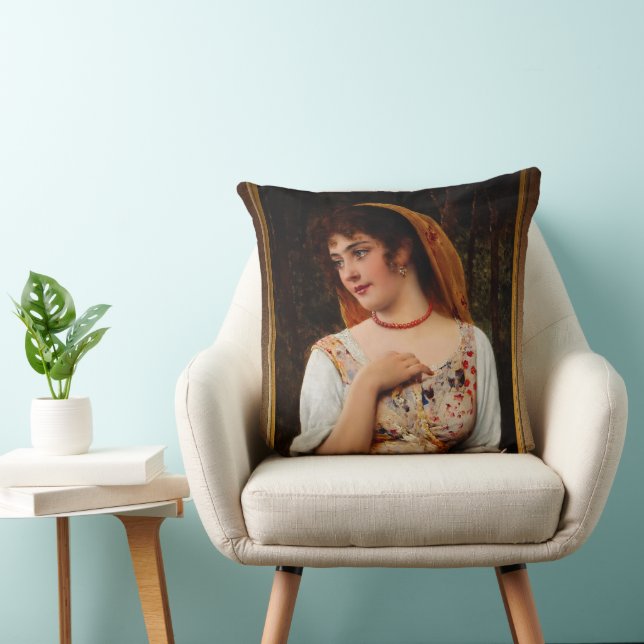 Coussin Une beauté pensive par Eugen von Blaas (Chaise)
