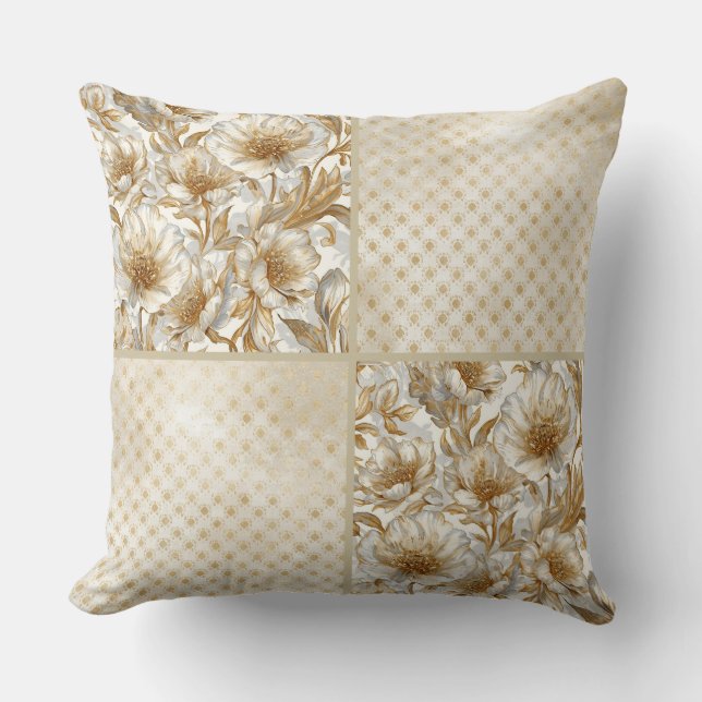 Coussin Une belle combinaison de fleurs, art de points dor (Recto)