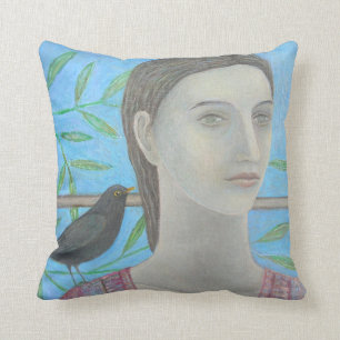 Coussin Une femme et un merle ont un ans