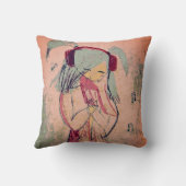 Coussin Une fille avec de la musique dans sa tête (Verso)