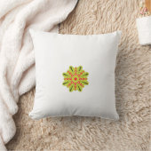 Coussin une fleur verte et rouge aux points noirs (Couverture)
