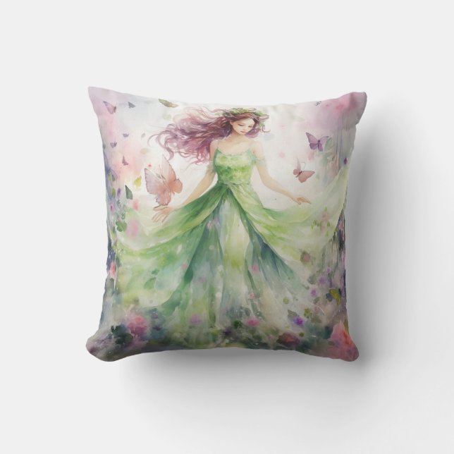 Coussin Une jolie fée de printemps (Recto)